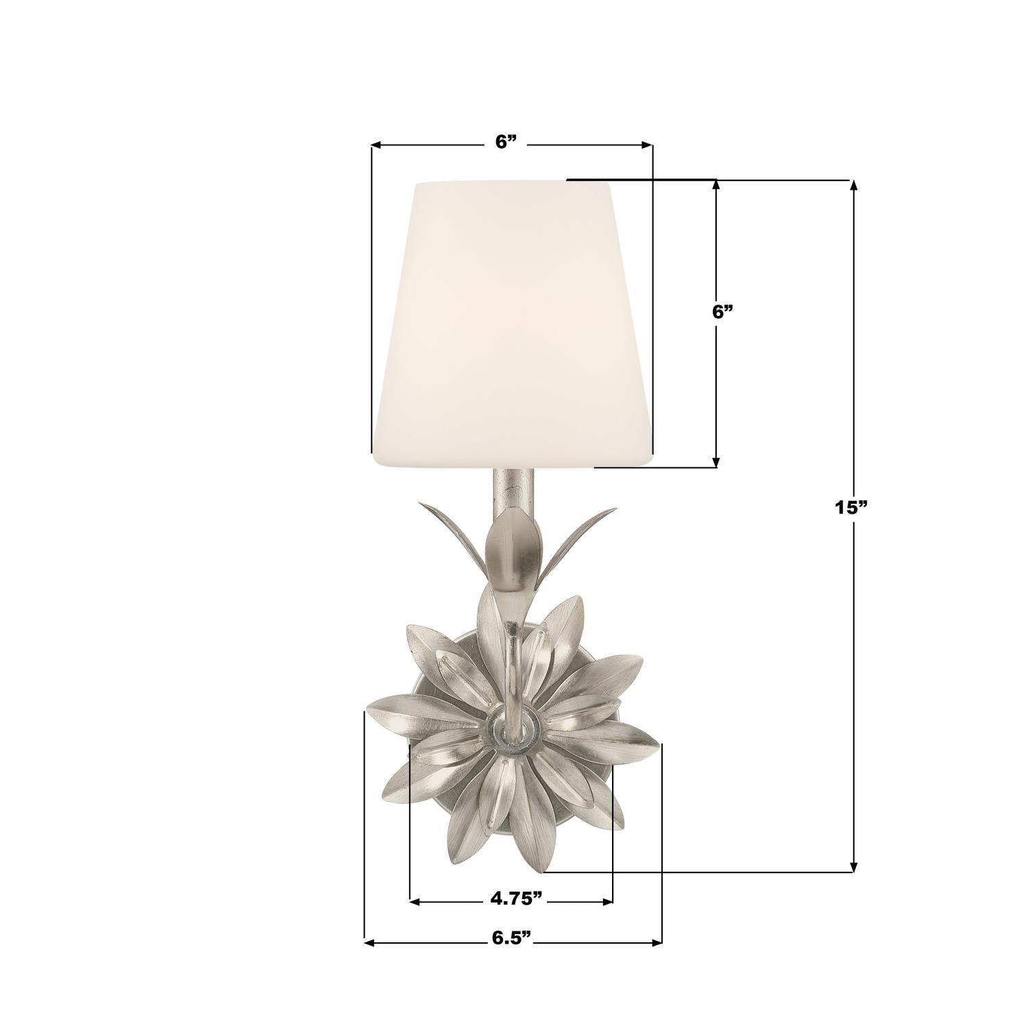 Crystorama Broche 571-OP-SA – 6.5 Inch – 1 Light – Sconce – Antique Silver – Damp Rated