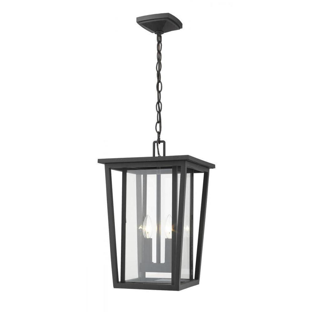 2 Light Outdoor Chain Mount Ceiling Fixture-Clear