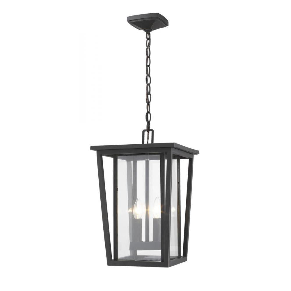 2 Light Outdoor Chain Mount Ceiling Fixture-Clear