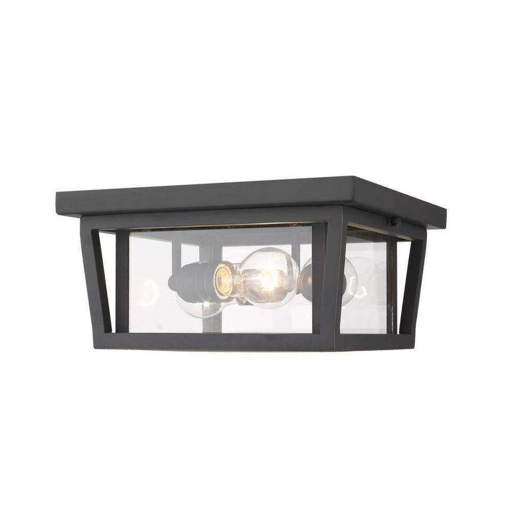 3 Light Outdoor Flush Mount Light-Clear