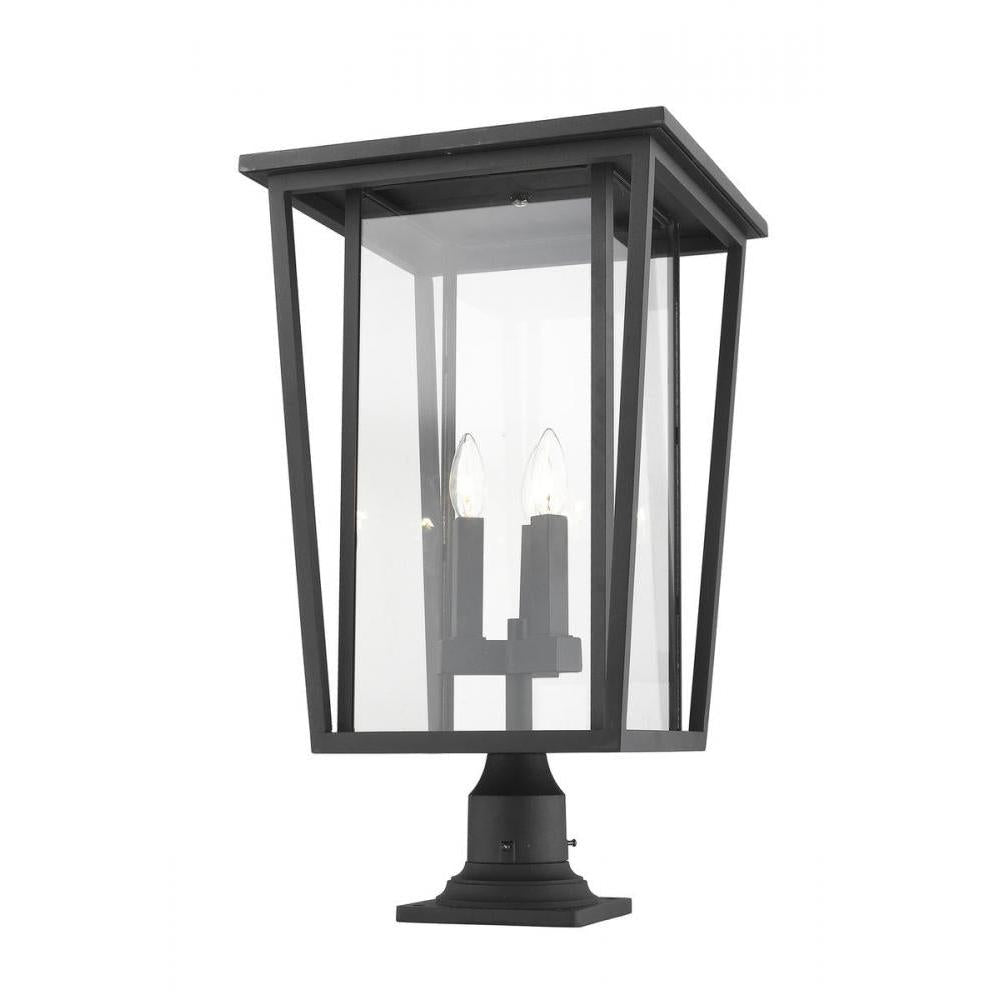 3 Light Outdoor Pier Mounted Fixture-Clear