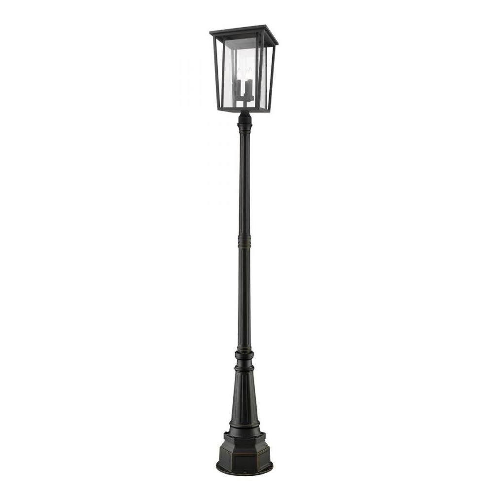 3 Light Outdoor Post Mounted Fixture-Clear