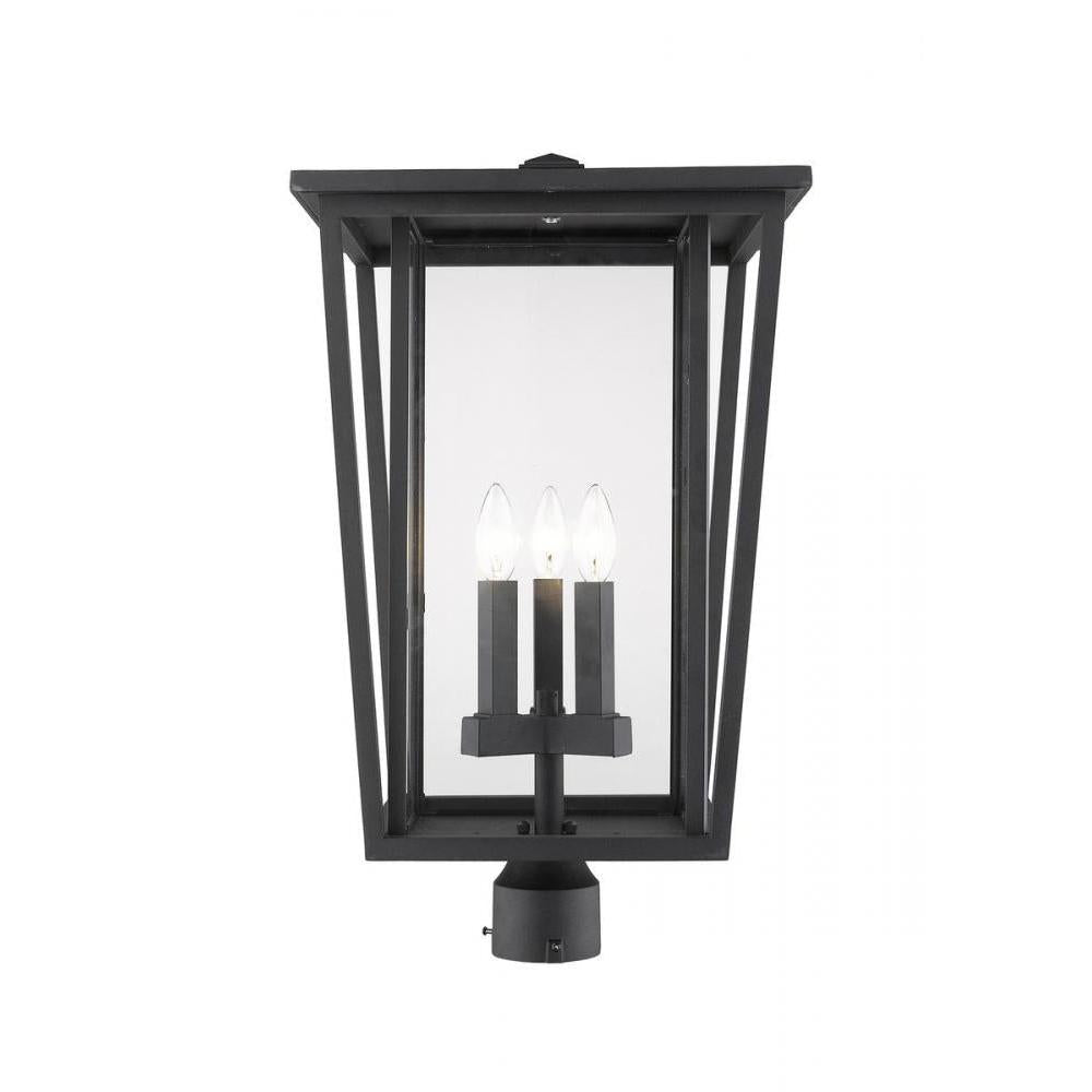 3 Light Outdoor Post Mount Fixture-Clear