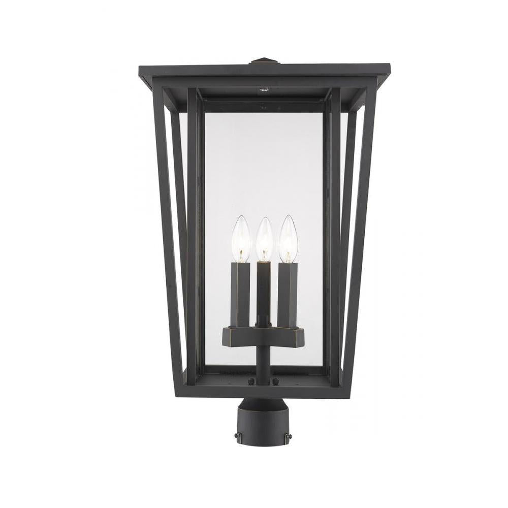 3 Light Outdoor Post Mount Fixture-Clear