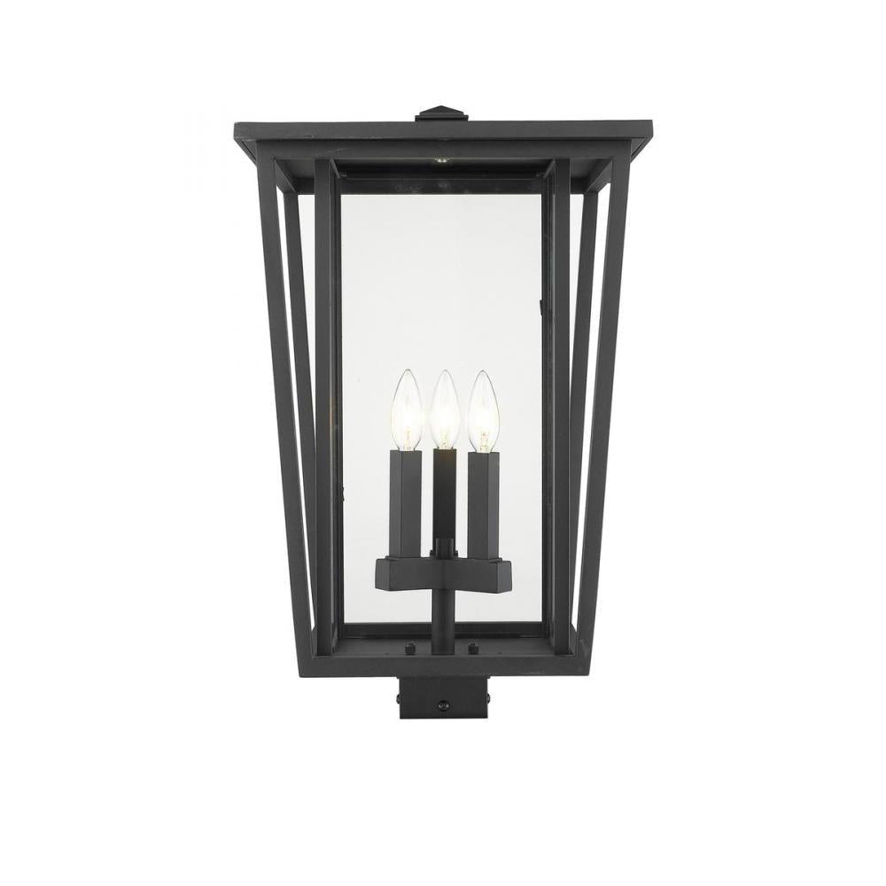3 Light Outdoor Post Mount Fixture-Clear