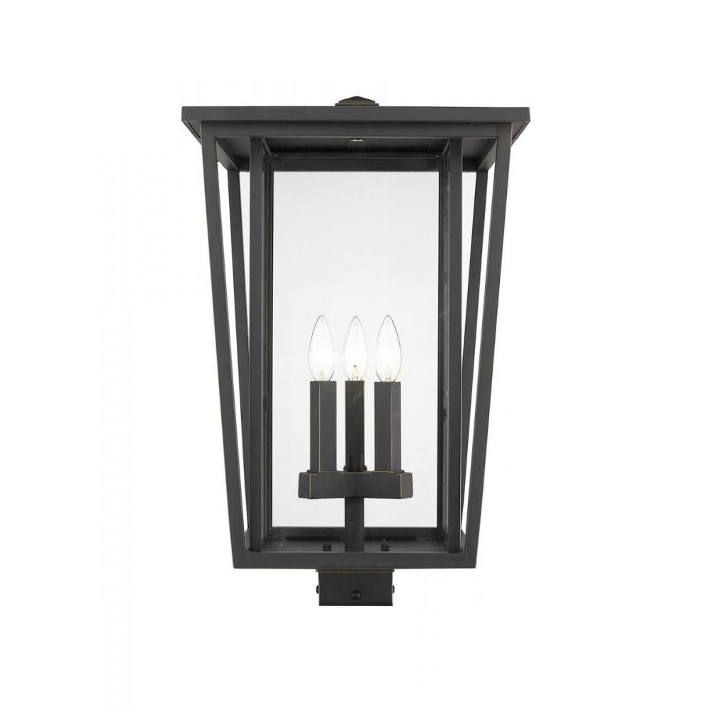 3 Light Outdoor Post Mount Fixture-Clear