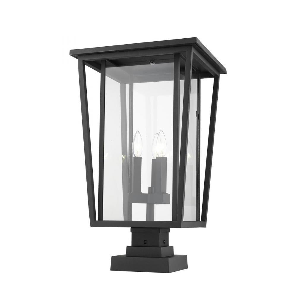 3 Light Outdoor Pier Mounted Fixture-Clear