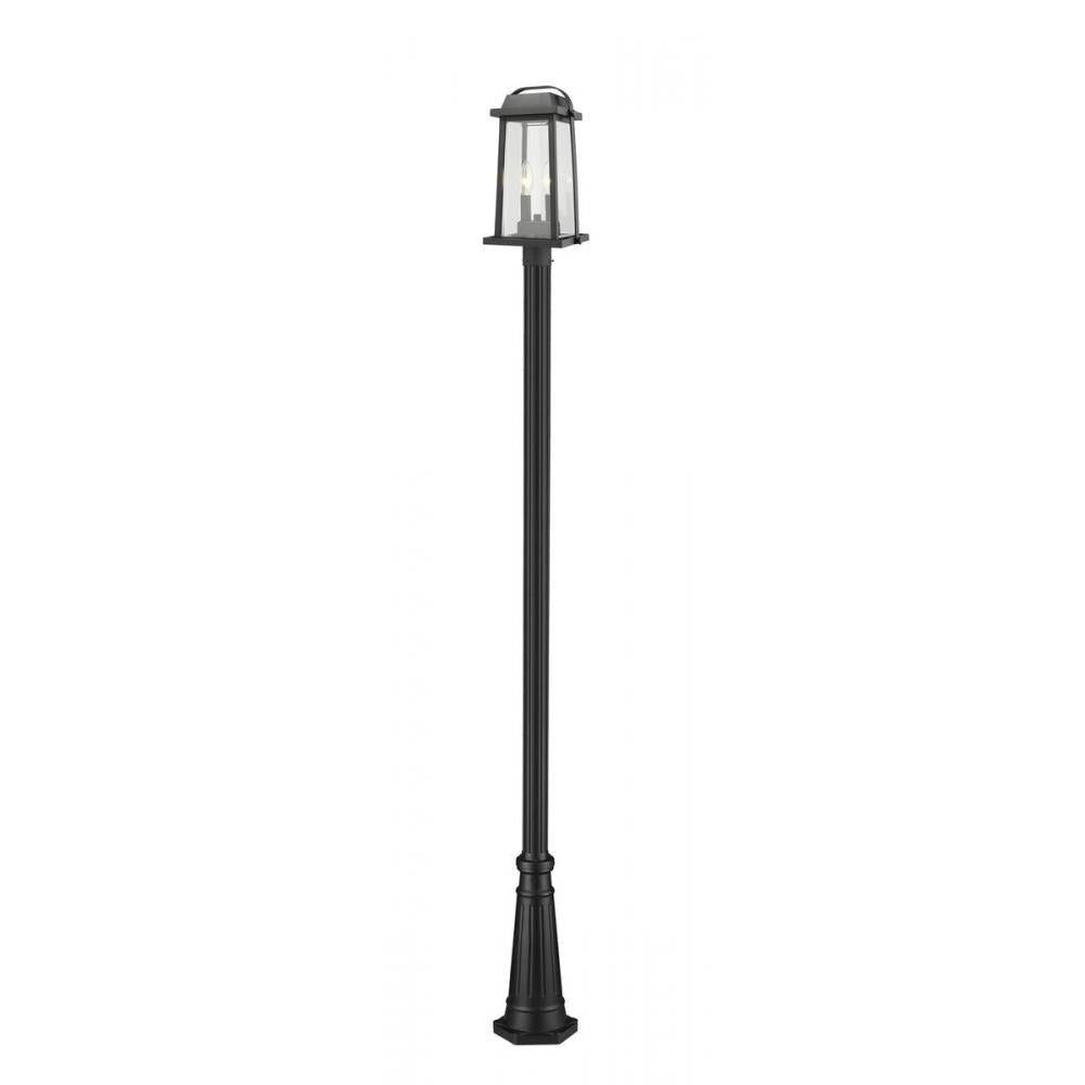 2 Light Outdoor Post Mounted Fixture-Clear Beveled