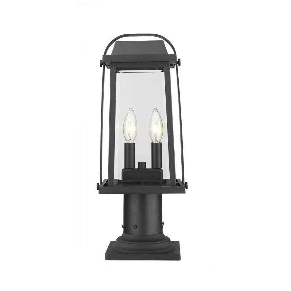 2 Light Outdoor Pier Mounted Fixture-Clear Beveled