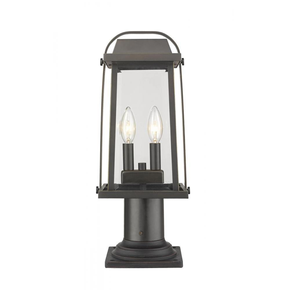 2 Light Outdoor Pier Mounted Fixture-Clear Beveled