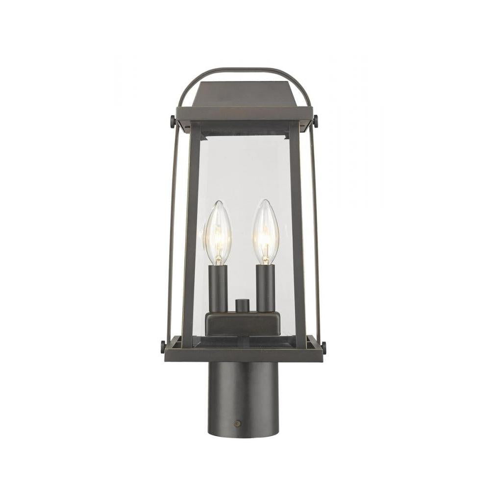 2 Light Outdoor Post Mount Fixture-Clear Beveled