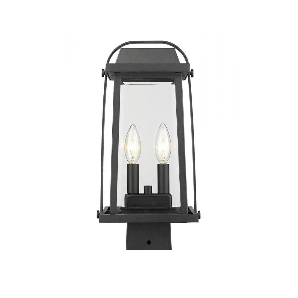 2 Light Outdoor Post Mount Fixture-Clear Beveled