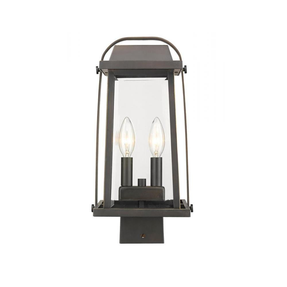 2 Light Outdoor Post Mount Fixture-Clear Beveled