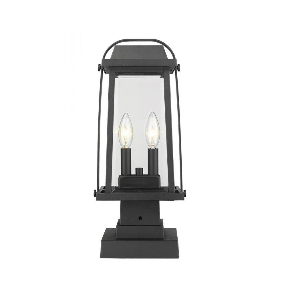 2 Light Outdoor Pier Mounted Fixture-Clear Beveled