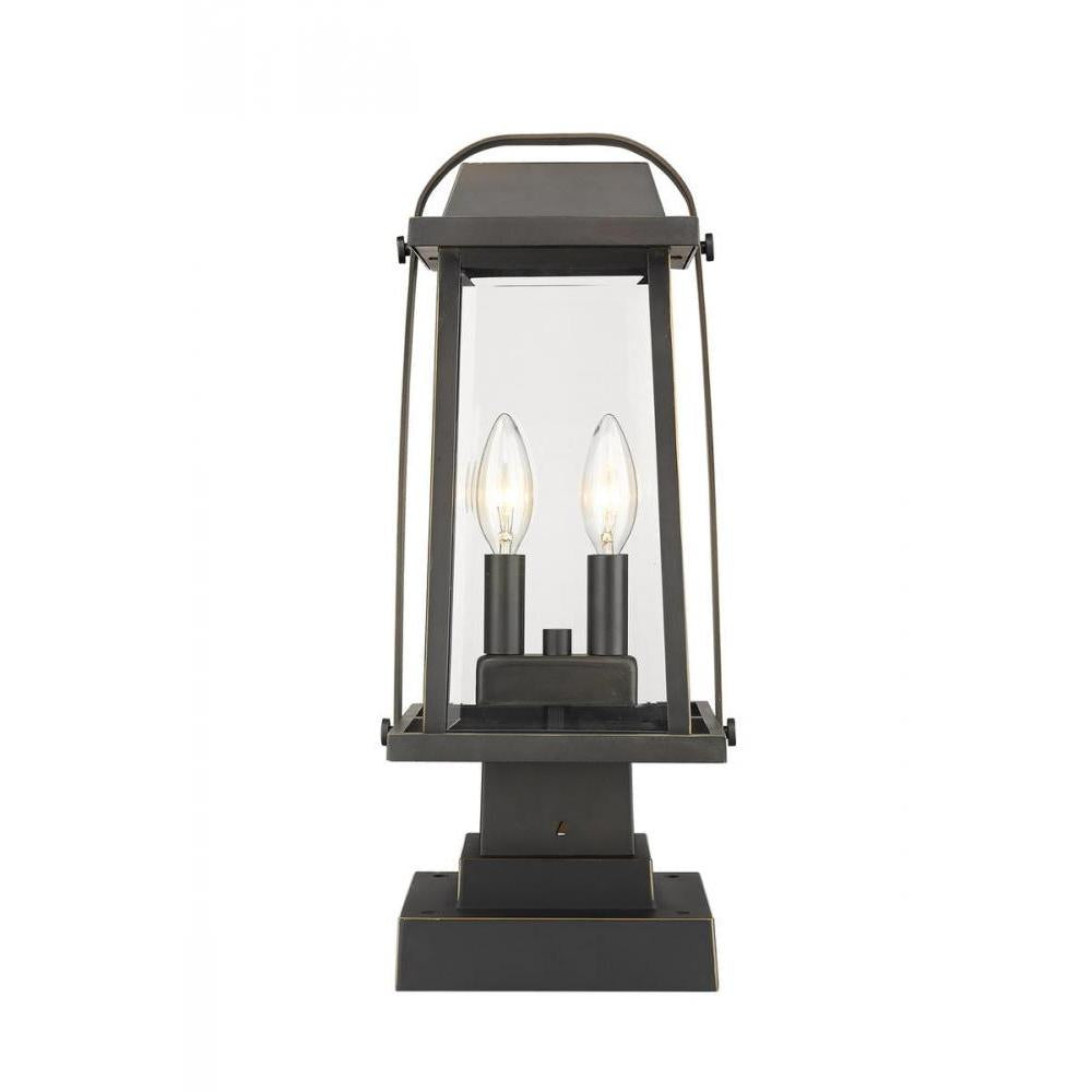 2 Light Outdoor Pier Mounted Fixture-Clear Beveled