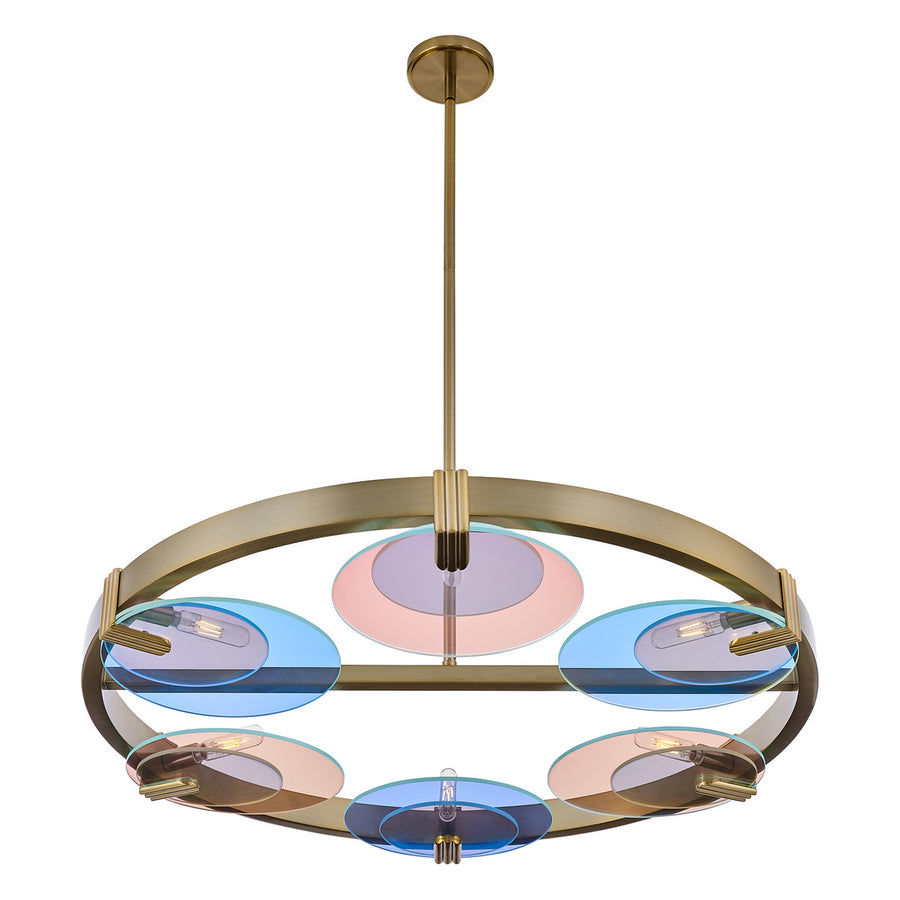 Optics 36-in 6 Light (6-watt) Winter Brass Chandelier