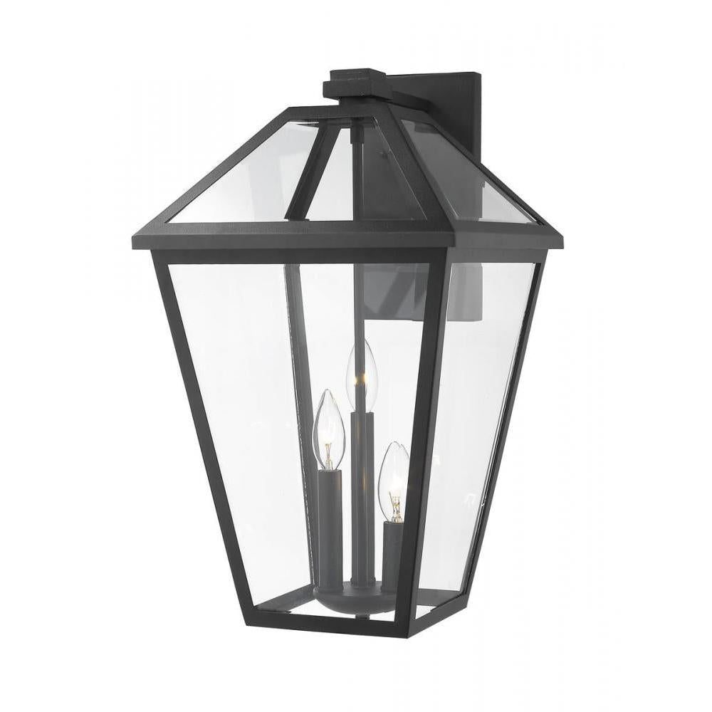 3 Light Outdoor Wall Light-Clear Beveled