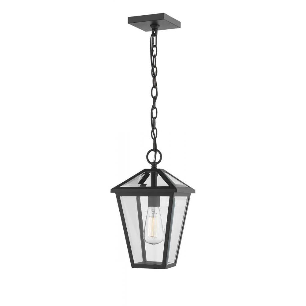 1 Light Outdoor Chain Mount Ceiling Fixture-Clear Beveled