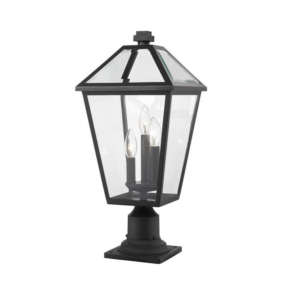 3 Light Outdoor Pier Mounted Fixture-Clear Beveled