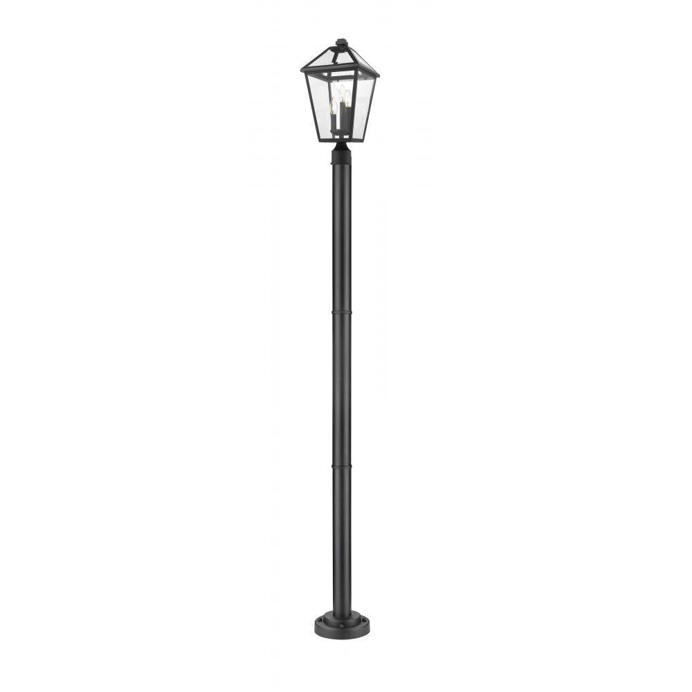 3 Light Outdoor Post Mounted Fixture-Clear Beveled