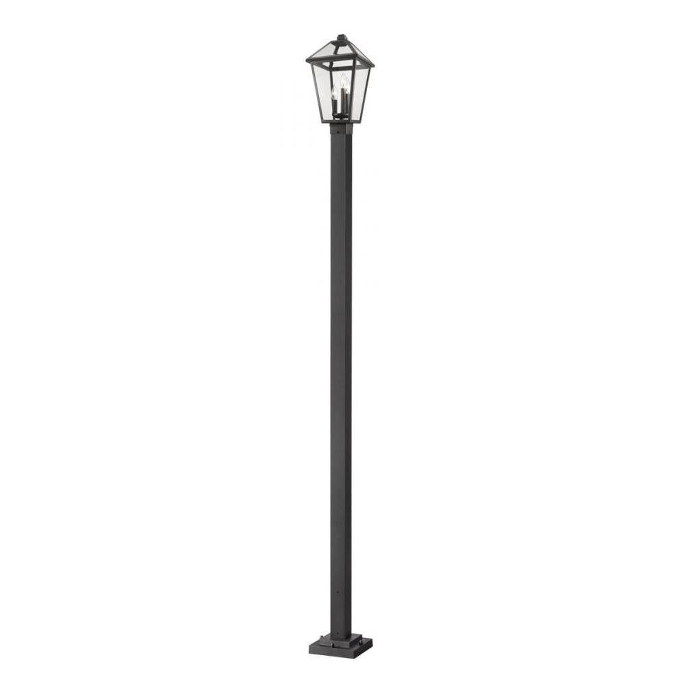 3 Light Outdoor Post Mounted Fixture-Clear Beveled