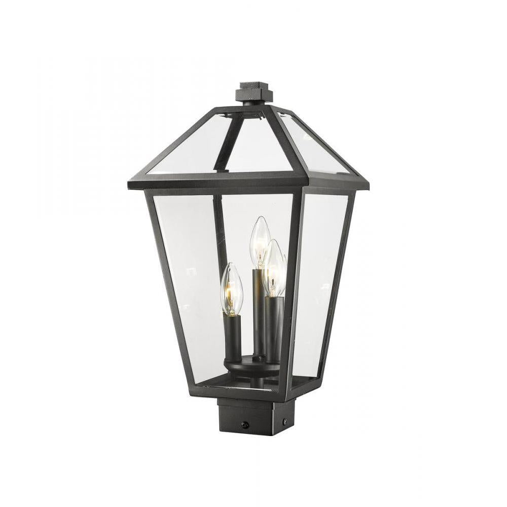 3 Light Outdoor Post Mount Fixture-Clear Beveled