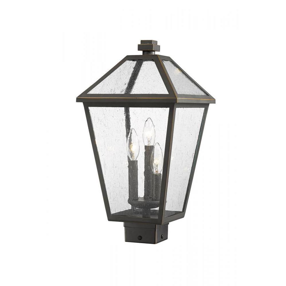 3 Light Outdoor Post Mount Fixture-Clear Seedy