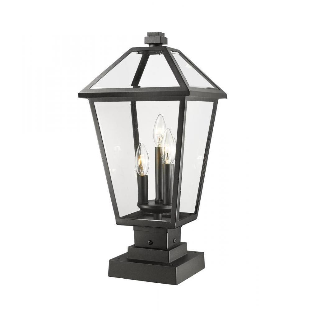 3 Light Outdoor Pier Mounted Fixture-Clear Beveled