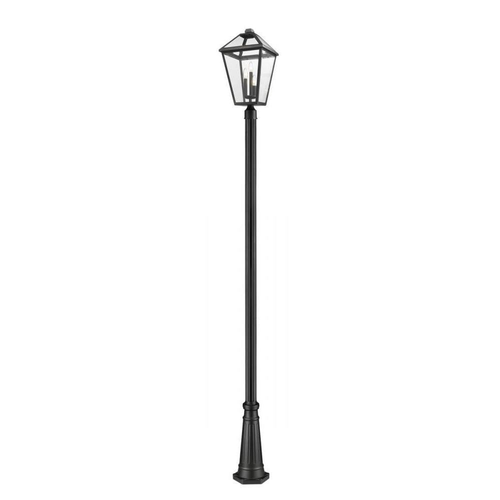 3 Light Outdoor Post Mounted Fixture-Clear Beveled