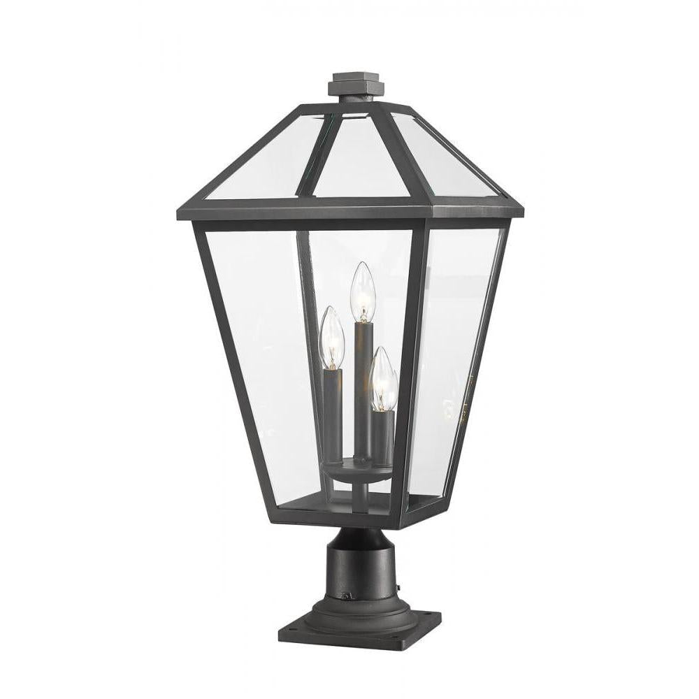 3 Light Outdoor Pier Mounted Fixture-Clear Beveled