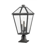 3 Light Outdoor Pier Mounted Fixture-Clear Beveled