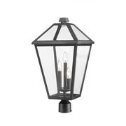 3 Light Outdoor Post Mount Fixture-Clear Beveled