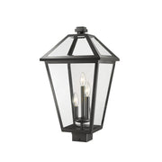 3 Light Outdoor Post Mount Fixture-Clear Beveled
