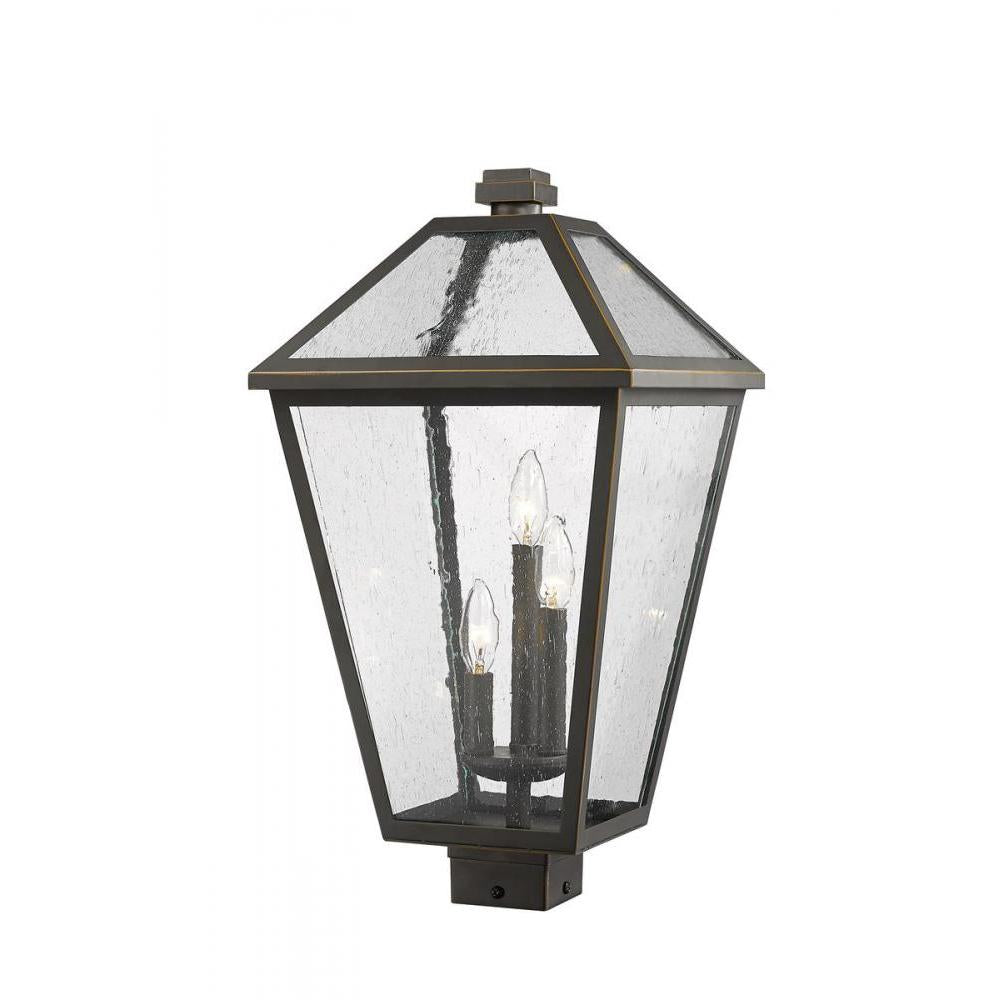 3 Light Outdoor Post Mount Fixture-Clear Seedy