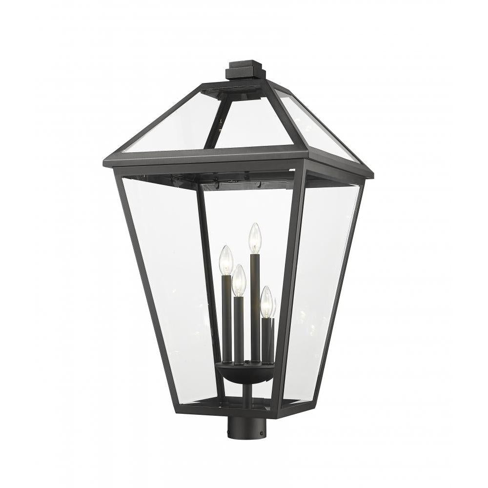 4 Light Outdoor Post Mount Fixture-Clear Beveled