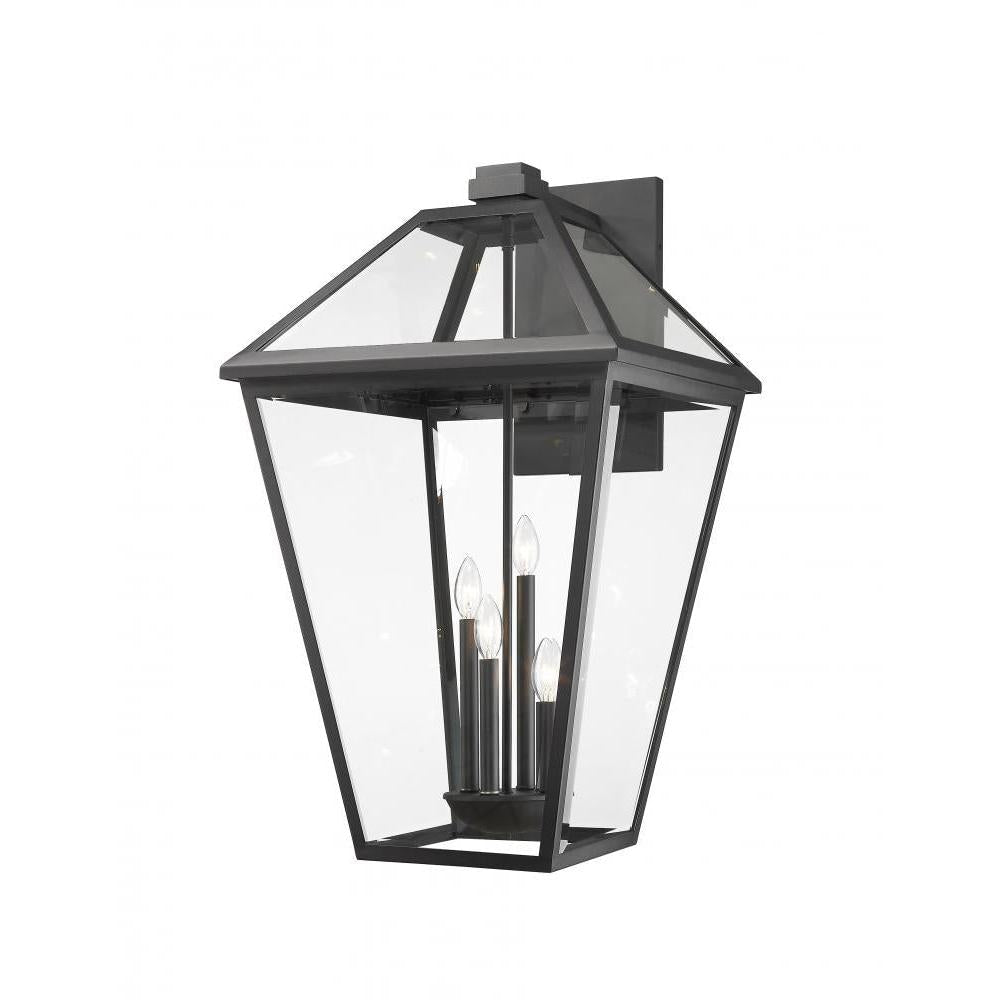 4 Light Outdoor Wall Light-Clear Beveled