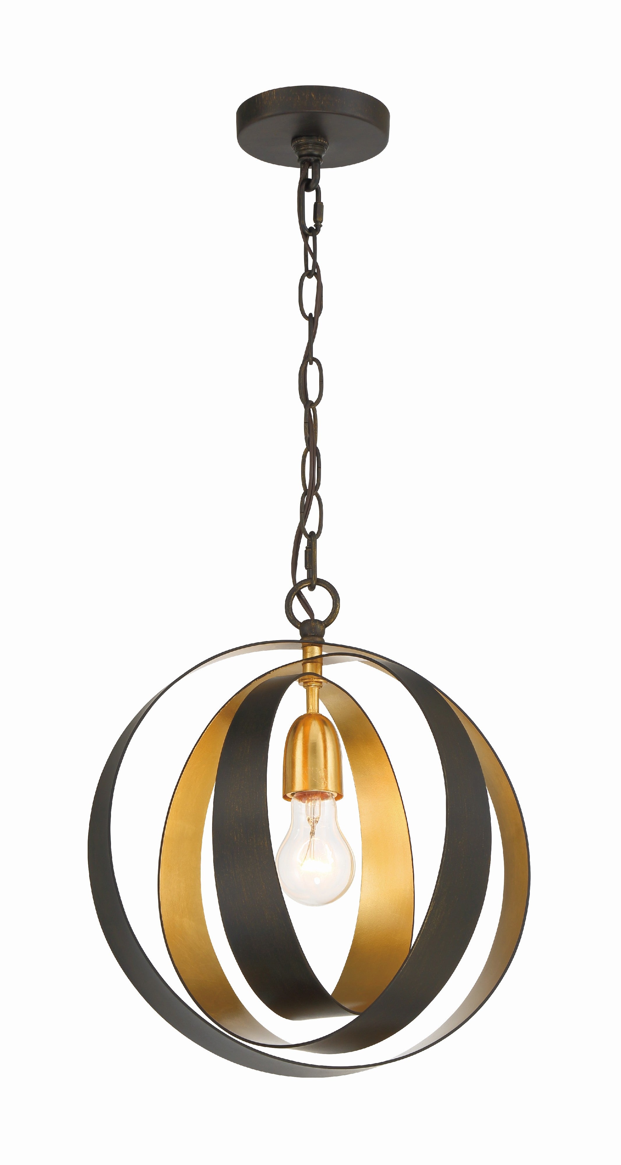 Crystorama Luna 580-EB-GA – 12 Inch – 1 Light – Pendant Light – English Bronze + Antique Gold – Damp Rated