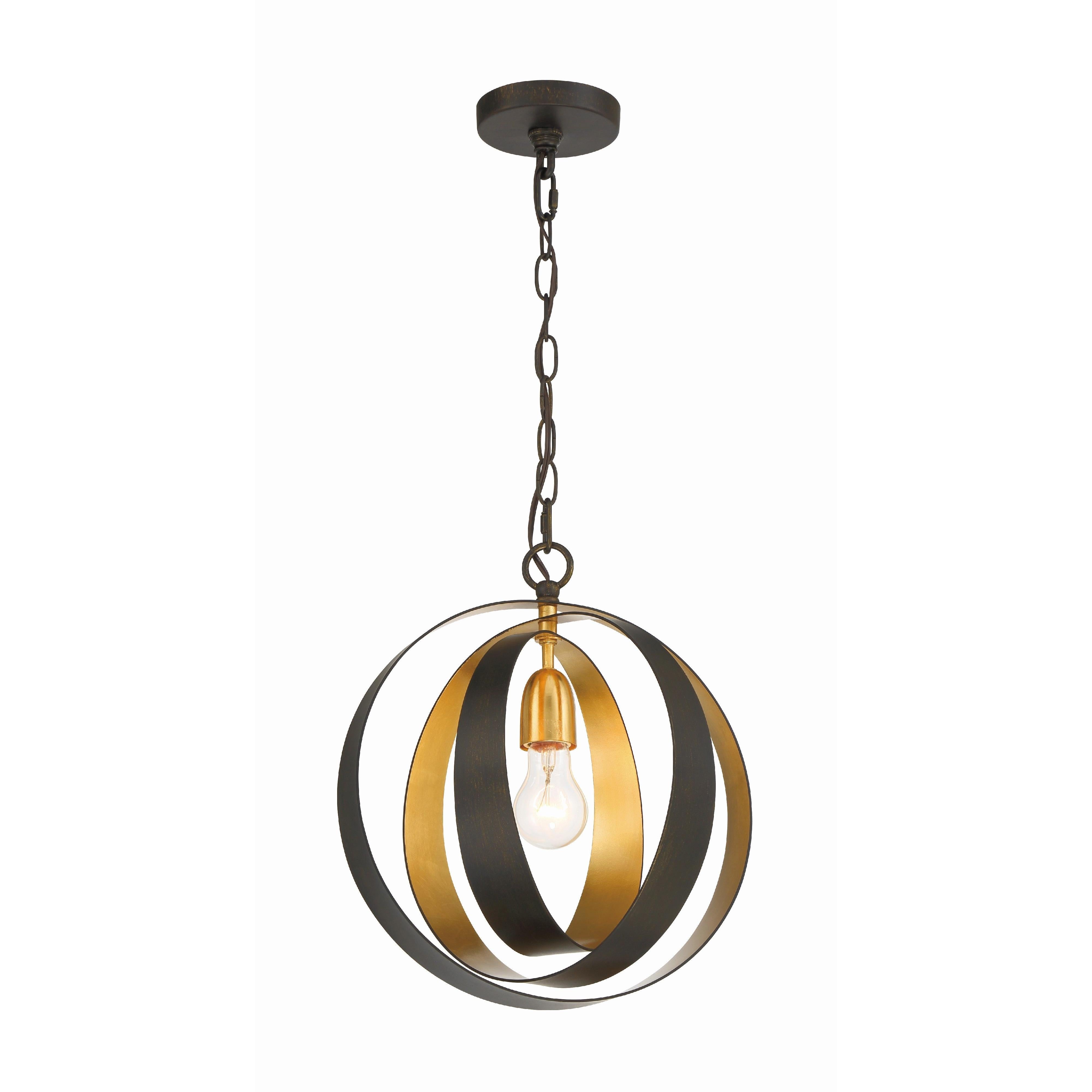 Crystorama Luna 580-EB-GA – 12 Inch – 1 Light – Pendant Light – English Bronze + Antique Gold – Damp Rated