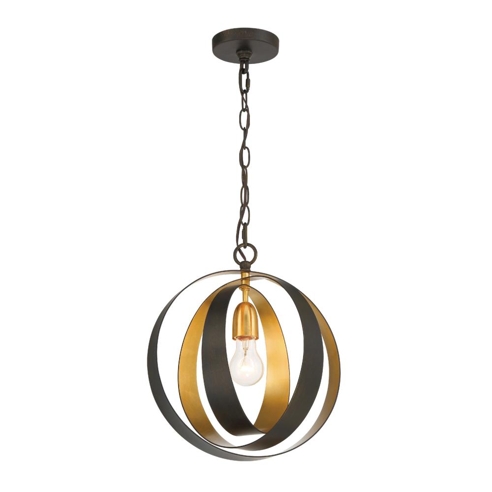 Crystorama 580-EB-GA Mini Pendant, UL Damp Rated, English Bronze + Antique Gold