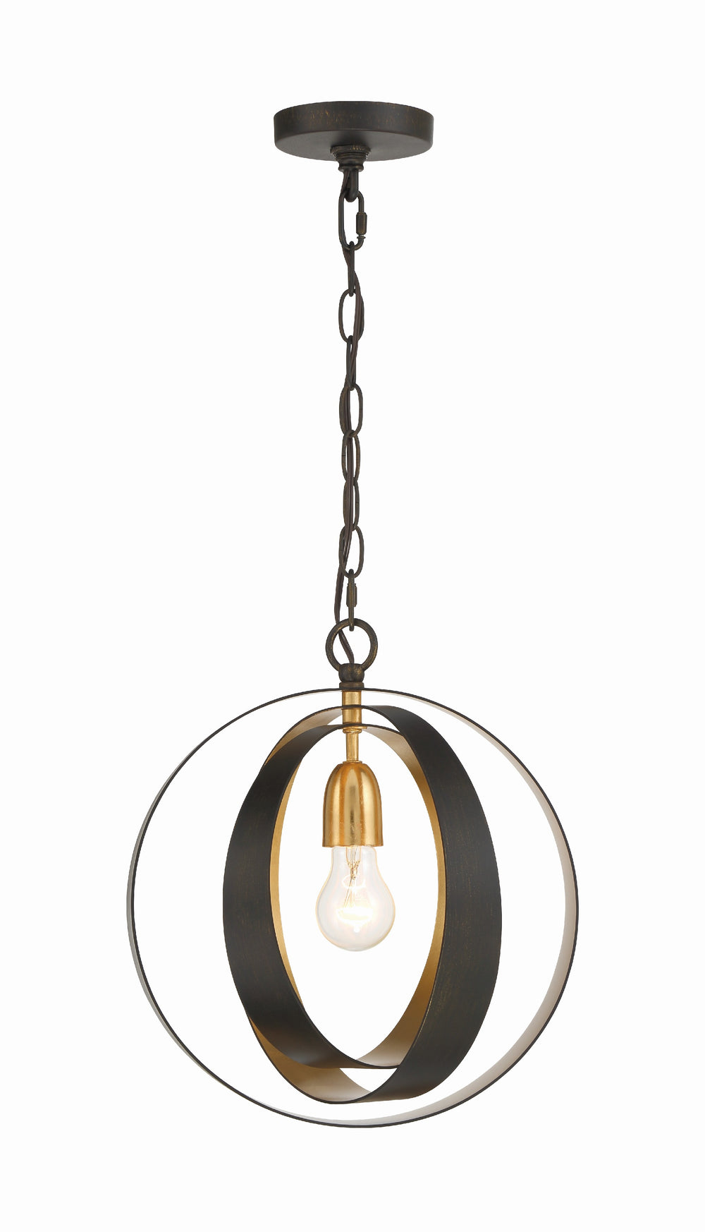 Crystorama 580-EB-GA Mini Pendant, UL Damp Rated, English Bronze + Antique Gold