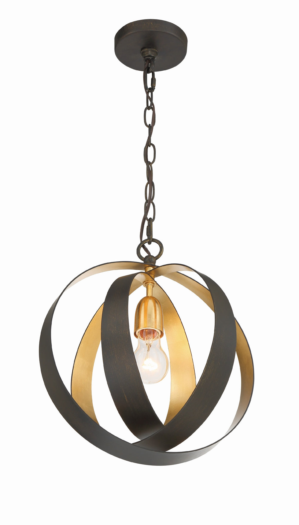 Crystorama 580-EB-GA Mini Pendant, UL Damp Rated, English Bronze + Antique Gold