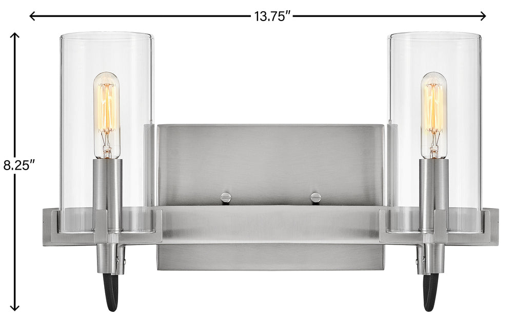 Hinkley Lighting RYDEN 58062BN Bathroom Vanity 2 Light Fixture Transitional - Brushed Nickel (OPEN BOX)