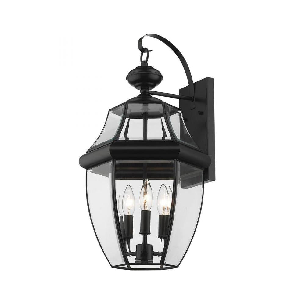 3 Light Outdoor Wall Light-Clear Beveled