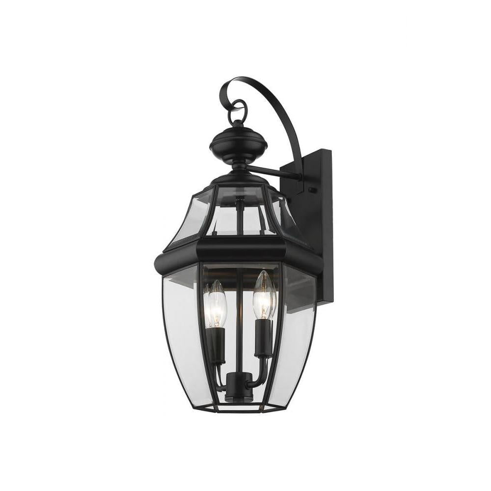 2 Light Outdoor Wall Light-Clear Beveled