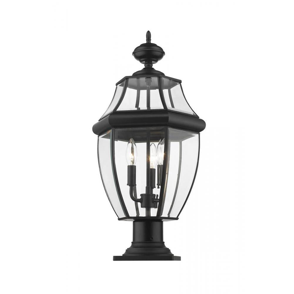 3 Light Outdoor Pier Mounted Fixture-Clear Beveled