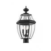 3 Light Outdoor Post Mount Fixture-Clear Beveled