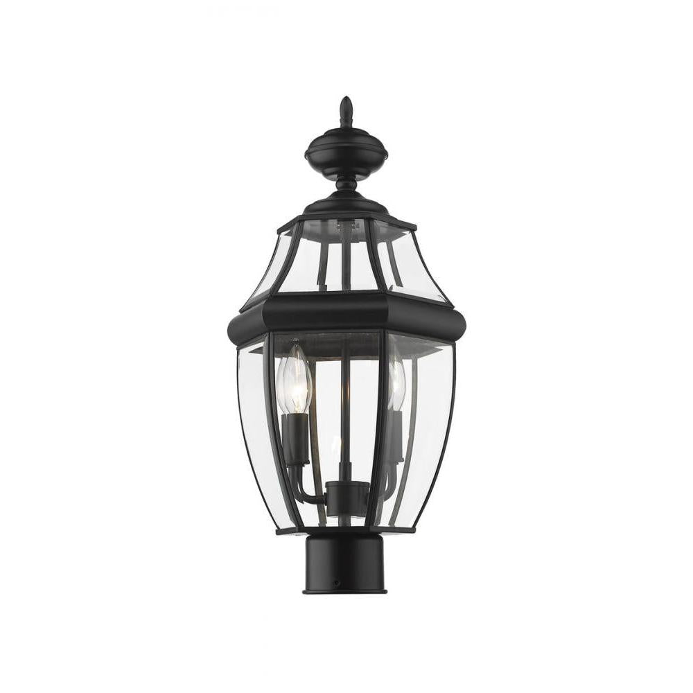 2 Light Outdoor Post Mount Fixture-Clear Beveled