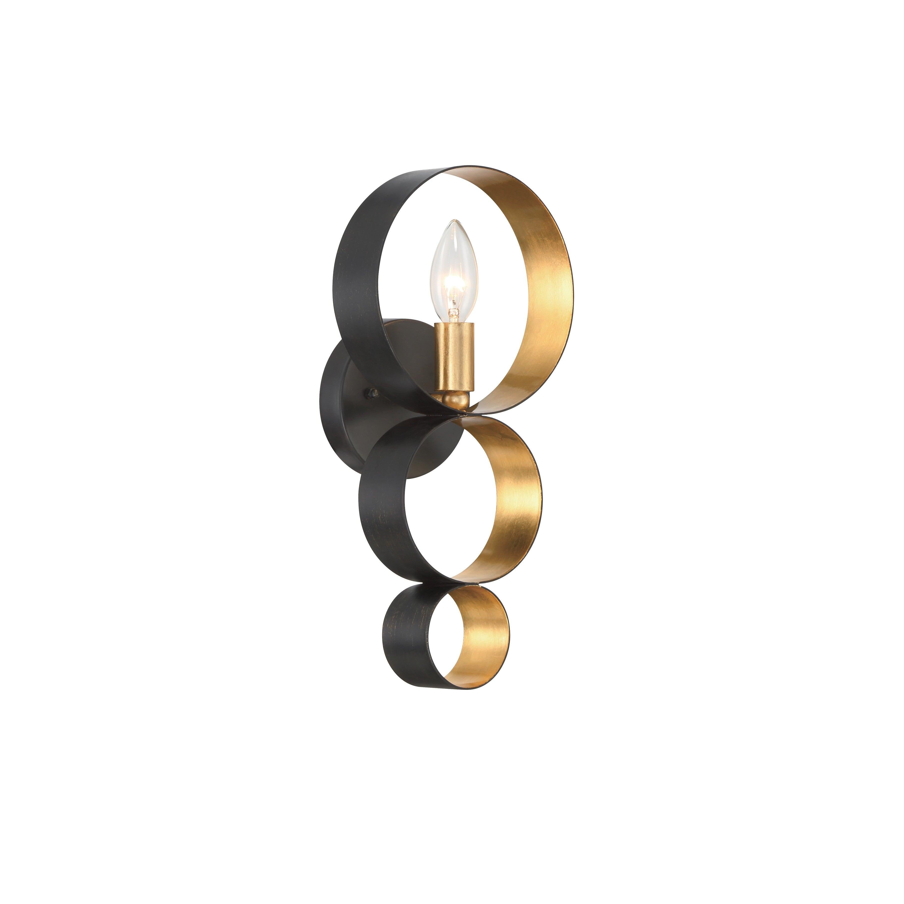 Crystorama Luna 581-EB-GA – 7 Inch – 1 Light – Sconce – English Bronze + Antique Gold – Damp Rated