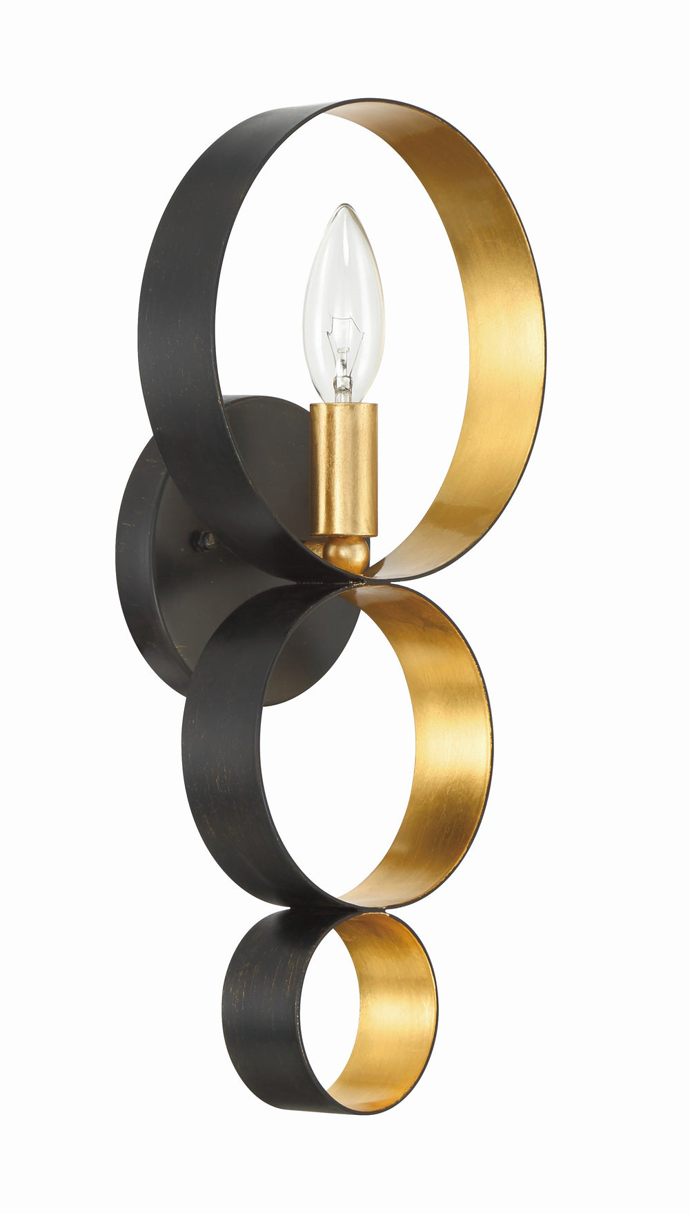 Crystorama 581-EB-GA Luna 1 Light Sconce, UL Damp Rated, English Bronze and Antique Gold