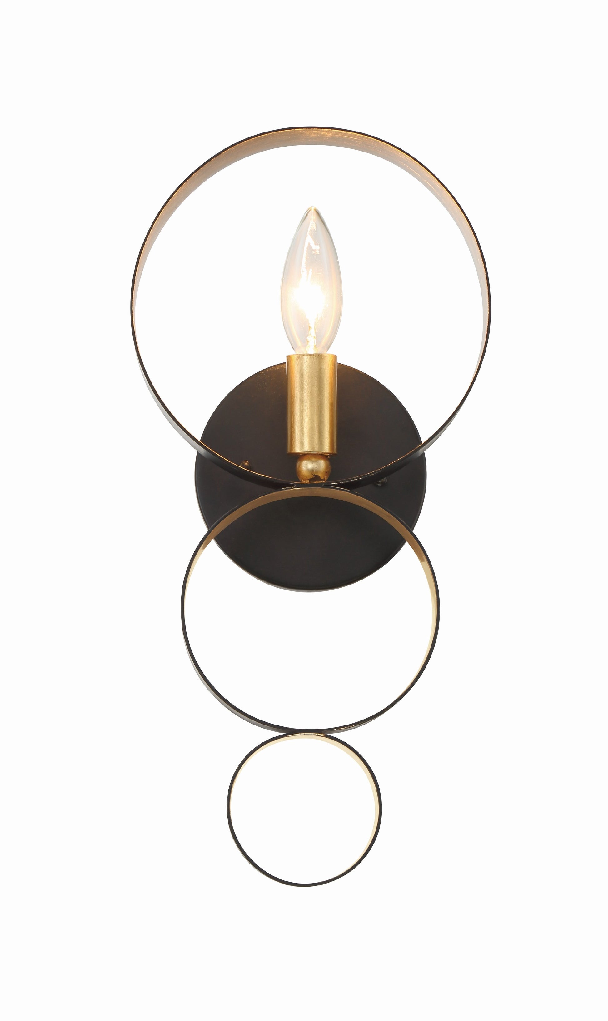 Crystorama Luna 581-EB-GA – 7 Inch – 1 Light – Sconce – English Bronze + Antique Gold – Damp Rated